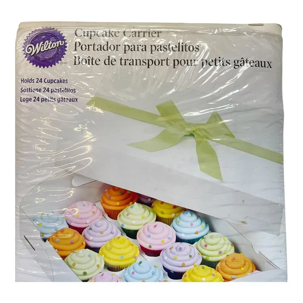 Wilton Folding Tray Cupcake Carrier White Holds 24 Cupcakes, New Open Package